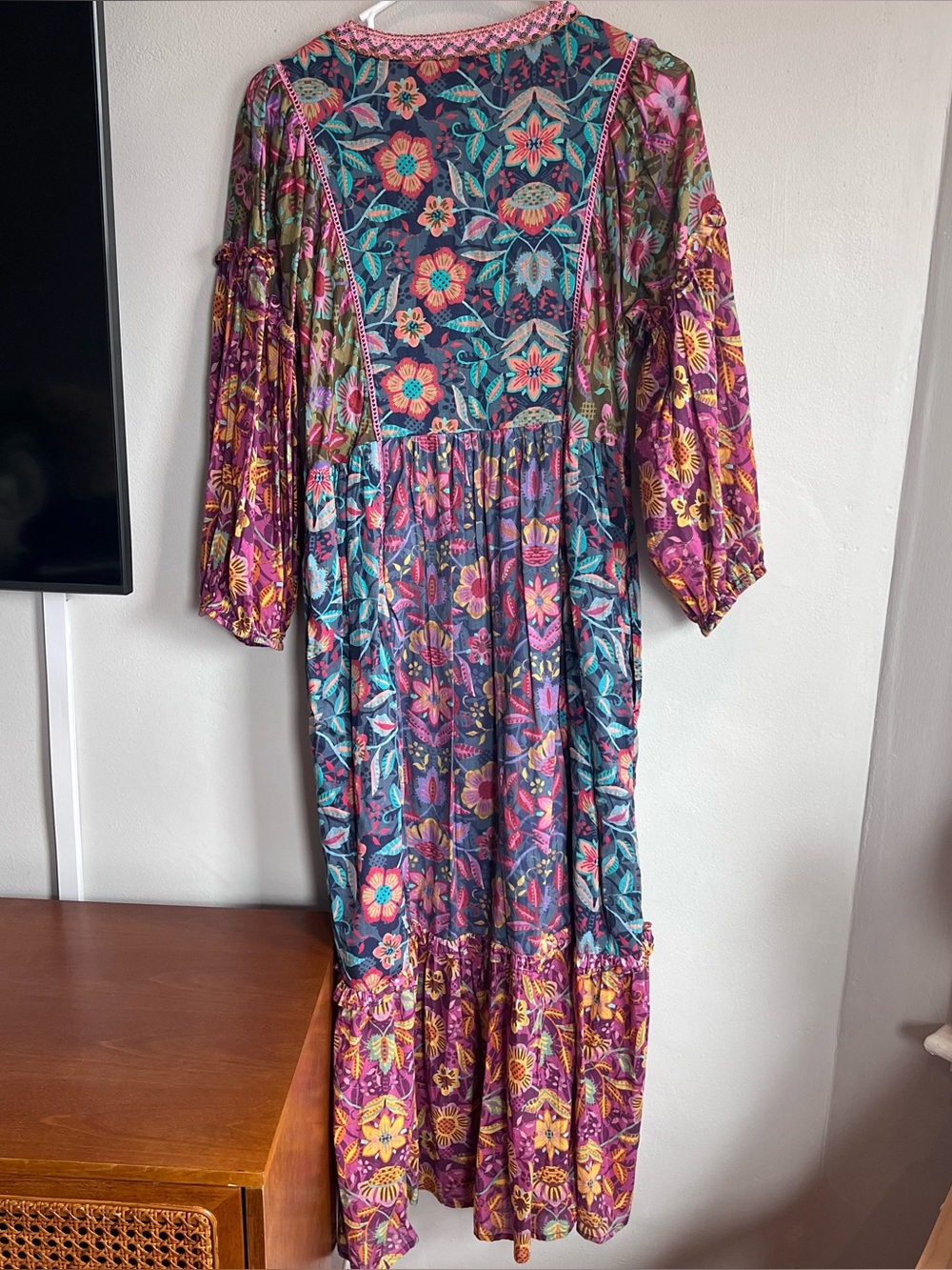 Sundance Tropic Dreams Floral Block Print Tiered Midi Dress S Cotton - Picture 9 of 11